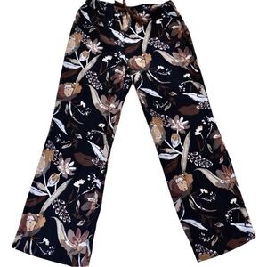 Joie Quisy Floral Linen Blend Wide Leg Pants M (30” Waist) Black/Brown